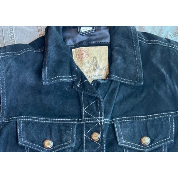MARIAMS Canada Black Suede Leather Vest Top-Stitch 4 Pockets Fully Lined Large - Picture 7 of 7